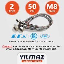 E.C.A. Batarya Bağlantı Fleksi - Hortumu. Soğuk Ve Sıcak - 50Cm . M8 Kırmızı - Mavi