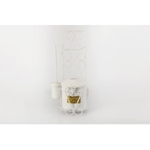 Beyaz Galvaniz Wc Metal Çöp Kovalı Fırçalı Tuvalet Kağıtlık 58Cm Beyaz