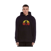 Silhouette Retro Sasquatch Goril Baskılı Siyah Erkek Örme Sweat (531016967)