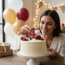 Kırmızı Sim Pasta Mumu Doğum Günü Mum 4 Yaş