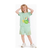 Name Baby & Kids Kız Çocuk Şortlu Yazlık Pijama Takımı - Kuş Nbk-6143 Mint