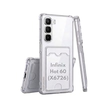 Infinix Hot 60 Uyumlu Kartlıklı Kılıf Darbe Emici Köşe Korumalı Cüzdanlı Silikon Kapak Şeffaf