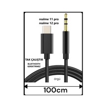 Realme 11 Pro Realme 12 Pro Aux Kablo Type C Aux Kablo Dac Çipli Örgü Tak Çalıştır