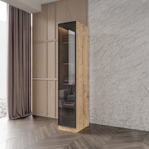 Kayra Füme Camlı Cok Amaclı Dolap Tamamı Mdf Safir Meşe