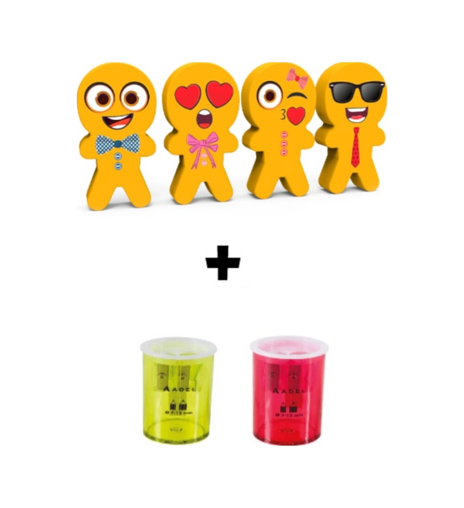 Art.57 Funny Face 4 Adet Silgi Ve 619 2 Adet Kalemtraş Seti Kız Öğrenci
