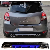 Renault Clio 3 Uyumlu Hb Mavi Difüzör Çiftli Kare Egzoz Görünümlü D Tip Difizör