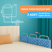 Yatella Yeni Nesil Yatak Bariyeri 50 X 40 Cm Mavi Yıldız 3 Adet - Boyalı