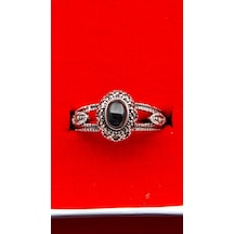 925 Ayar Kadın Gümüş Oltu Taşı Yüzük Sy00063 Gümüş