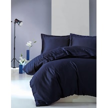 Cotton Box 405636399 Elegant Saten Çift Kişilik Nevresim Takımı Lacivert