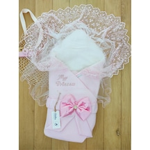 Kız Bebekp Pembe Lüks Duvaklı Kundak Battaniye Stl4786 Beyaz - Fuşya