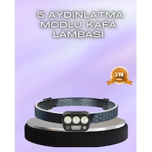 Mey İthalat El Hareket Sensörlü Led Kafa Feneri 5 Mod Ayarlanabilir Siyah