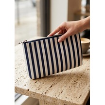 The Mia Clutch Stripe Mavi Beyaz 27 X 19 Cm Renkli