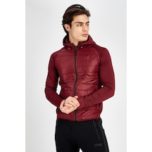 Maraton Sportswear Slimfit Erkek Kapşonlu Uzun Kol Basic Bordo Ceket 17425 Bordo