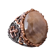 Gerçek Doğal Safir Taş Yüzük, Denizci Yüzüğü, 14.25 Karat, Çapa Yüzüğü, Gümüş Sterling Gümüş