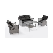 Lale 2+1+1+masa Rattan Bahçe Balkon Mobilyası Antrasit