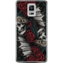 Samsung Uyumlu Galaxy Note 4 Kılıf Silikon Skull Rose 1673