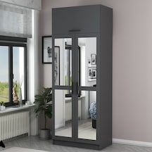 Minar Kale 2 Kapaklı 2 Aynalı Dolap Ve Yüklük Antrasit 255cm Antrasit