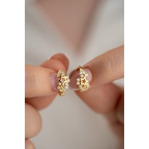925 Ayar Gümüş Gold Kaplama 15 Mm Işıltılı Yıldız Küpe Altın