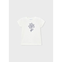 Mayoral Kız Çocuk Çiçek Desenli T-shirt Krem - 00174