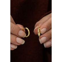 925 Ayar Gold 15 Mm Halka Küpe Kadın Gümüş Küpe