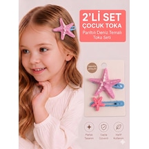 2 Li Set Deniz Yıldızı Figürlü Çocuk Pens Toka Farklı Renk Seçenekli B