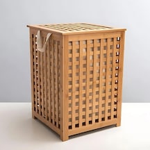 Bambu Kare Dekoratif Çamaşır Sepeti 45x45x62 /ev/dekorasyon/çamaşır/bambu/natural Çok Renkli