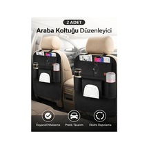 2 Adet Araba Araç Koltuk Arkası Organizer Koltuk Arkası Eşya Düzenleyici Oto Telefon Bardak Tutucu - Wa5025