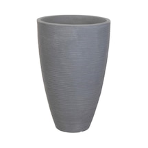 Via Gardenia Yivli Plastik Saksı Gri Çap 40 Cm Yükseklik 42 Cm