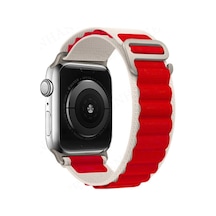 Flzdgnkr Newface Apple Uyumlu Watch 42mm Mountain Kordon - Beyaz-kırmızı