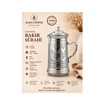 Üzüm Desenli Bakır Sürahi 2 L Kapaklı Gümüş Renk 1,2 Mm Gaziantep El İşçiliği - Bakır Bileklik Hediyedir