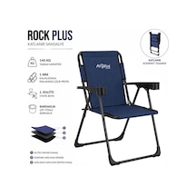 Katlanır Piknik Ve Kamp Sandalyesi - Bardaklıklı - Rock Plus - Linen Lacivert Çok Renkli