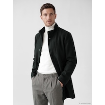Lcwaıkıkı Classic Siyah Regular Fit Dik Yaka Erkek Kaşe Kaban