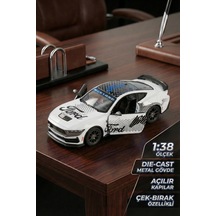 Kinsmart 2024 Ford Mustang Dark Horse 1:38 Çek Bırak Metal Model Araba Beyaz - Özel Livery Seri