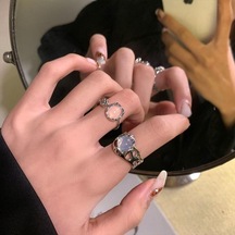 If Me Moda Kelebek Kalp Gümüş Yüzük Seti Yapay İnciler Mücevher Zirkon Kristal Yüzükler Kadınlar Takı Aksesuarları İçin 18 Çok Renkli