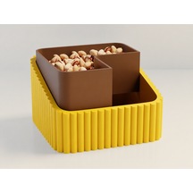 3d Baskı Fıstık Kasesi - Çift Hazneli Kabuk Ayırıcı Sunum Kasesi - Sarı Kahverengi Diğer
