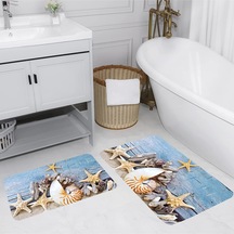 Rovigo Home Baskılı Kaymaz Taban 2 Li Banyo Paspas Takım Rvg5018-100X60-60X50 Çok Renkli