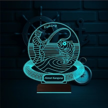 Luvivia Balıkçı Olta Balık Avı Kişiye Özel 3d Lamba - Masa Gece Lambası Şeffaf