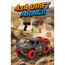 Şarjlı Uzaktan Kumandalı Araba 4x4 Yüksek Hızlı Drift Ve Arazi Aracı 2.4ghz 1:20 Yedek Lastikli Kırmızı