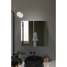 Everest İki Kapaklı Aynalı 60x60 Lavabo Üstü Banyo Dolabı Beyaz