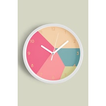 Geometrik Tasarım Modern Duvar Saati - 42cm - Önü Camlı Beyaz Kasa - Sessiz Mekanizma Beyaz