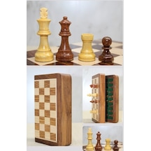 Mıknatıs Taşlı Ahşap Katlanabilir Kutulu Satranç Oyunu 12.5 Cm G610