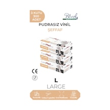 Vinil Şeffaf Pudrasız Muayene Eldiveni L - 3 Paket 100'lü