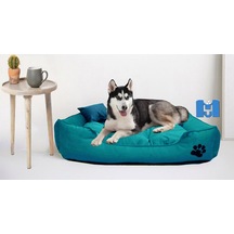Mavi Vitrin İsme Özel Ultrasoft Mukavemetli Battal Boy Köpek Yatağı 110 x 90 CM
