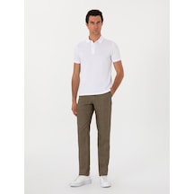 Cacharel Haki Slim Fit %100 Keten Klasik Pantolon Yesıl
