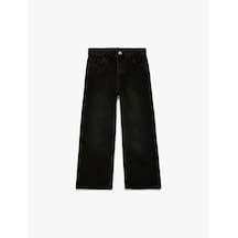 Koton Pamuklu Cep Detaylı Geniş Paça Denim Pantolon Siyah 6skg40048ad