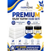 Premium Mum Yapım Hobi Seti - Parafin Wax 250 Gr - 2'li Toz Mum Boyası Seti - Mavi, Sarı Bkfabpw2502msr Karışık