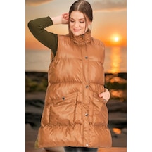Z6729 Dewberry Hk Style Bayan Yelek-düz Camel Düz Camel