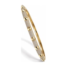 Les Petites Mains Konik Detaylı Zirkon Taşlı Gold Bilezik Gümüş