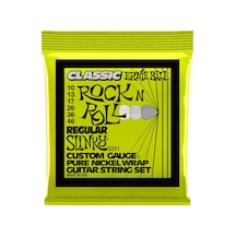 Ernie Ball Regular Slinky Klasik Rock 'n' Roll Elektro Gitar Telleri, Saf Nikel Sargı, Ölçü 10-46