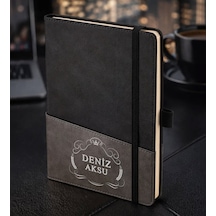 Bk Gift Kişiye Özel Siyah Termo Deri Defter -6, Kartvizit Bölmeli, Çizgili Ivory Kağıt Kobitmeyencom35987 Bk Gift
